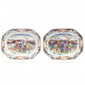 A PAIR OF EXPORT PORCELAIN ROS