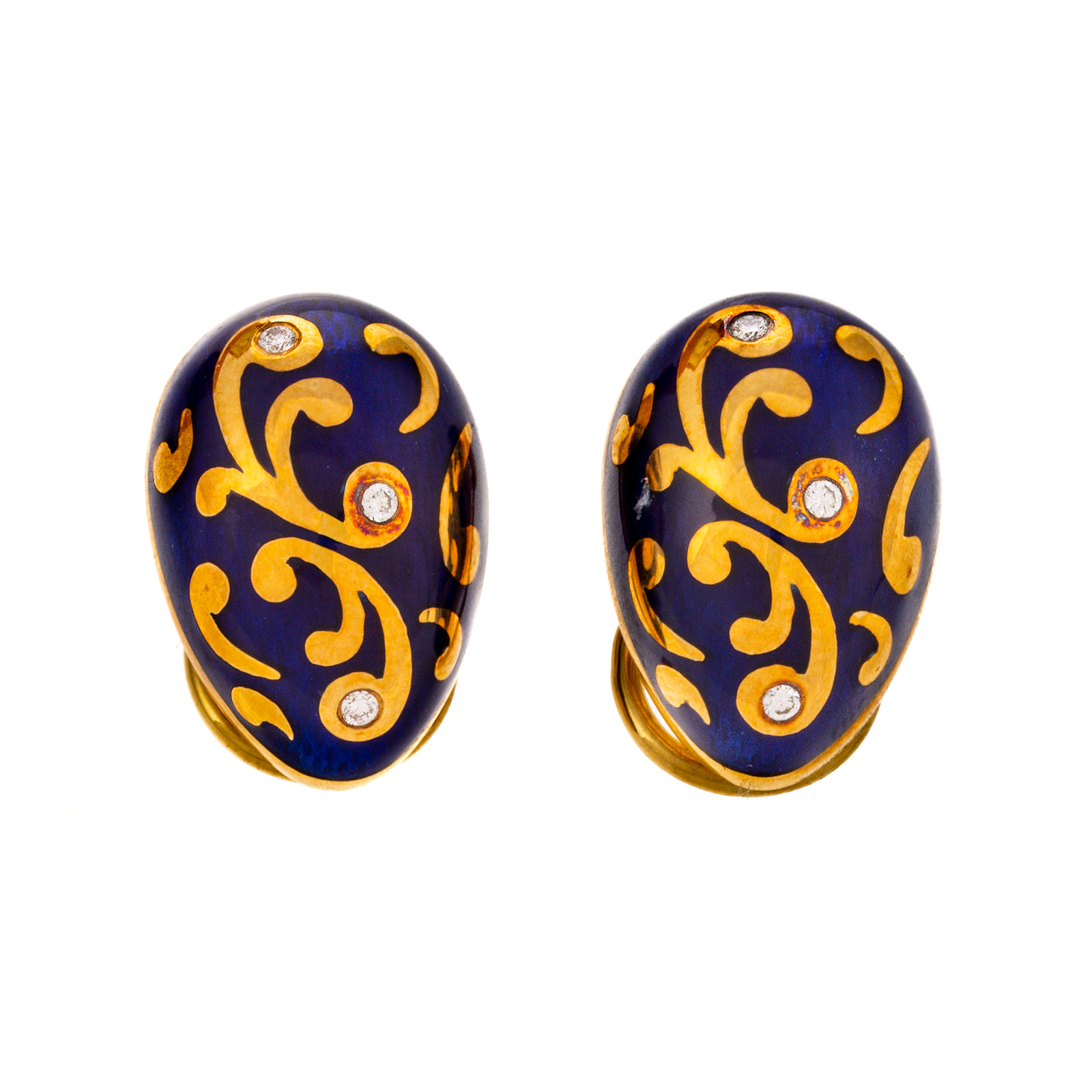 A PAIR OF FABERGE BLUE ENAMEL &
