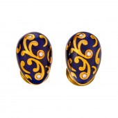 A PAIR OF FABERGE BLUE ENAMEL