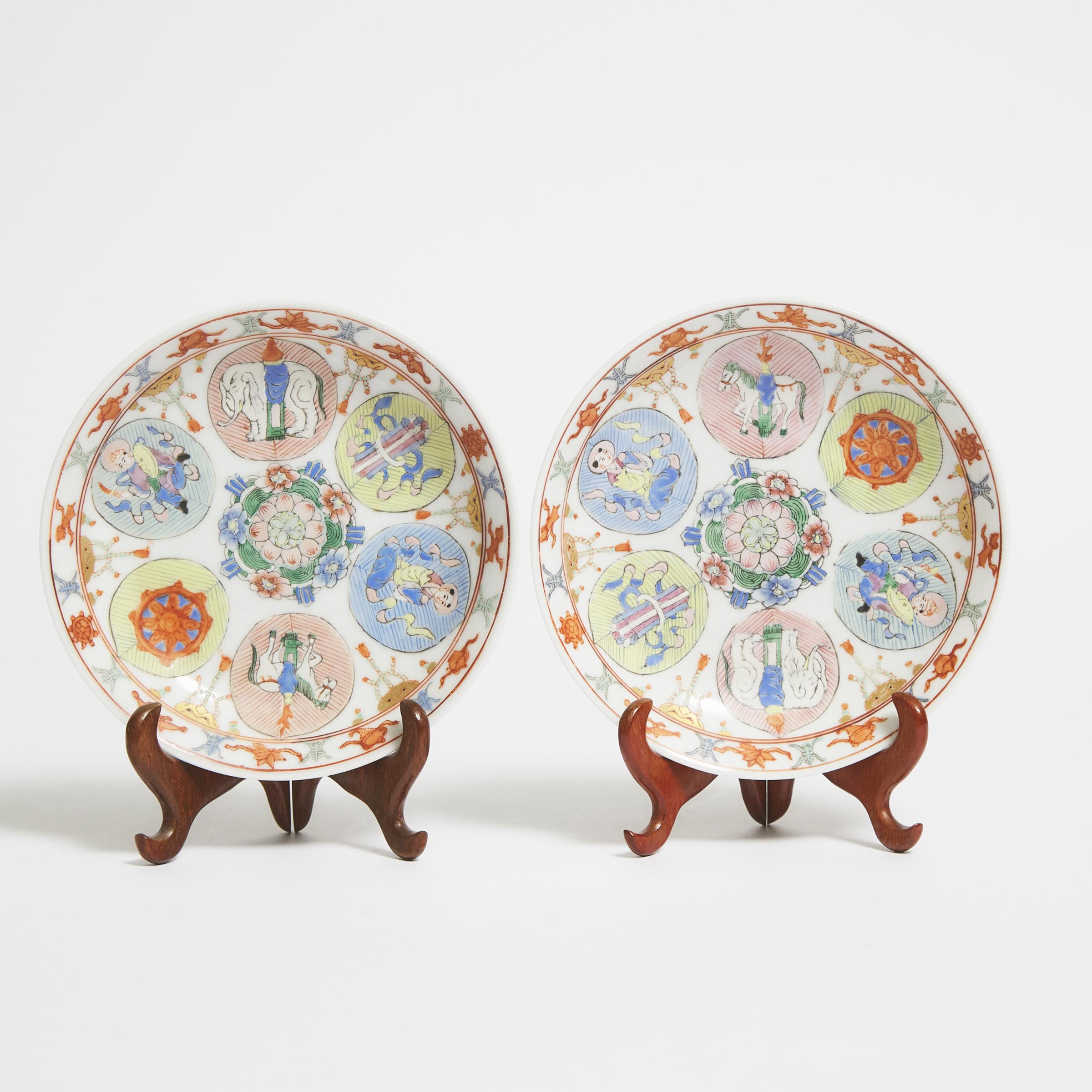 A Pair of Famille Rose 'Baragon