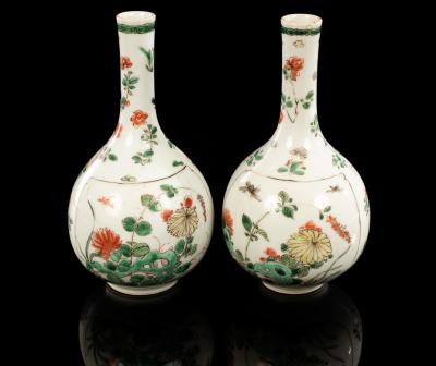 A pair of famille verte bottle