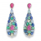 A PAIR OF FANCY COLORED SAPPHI