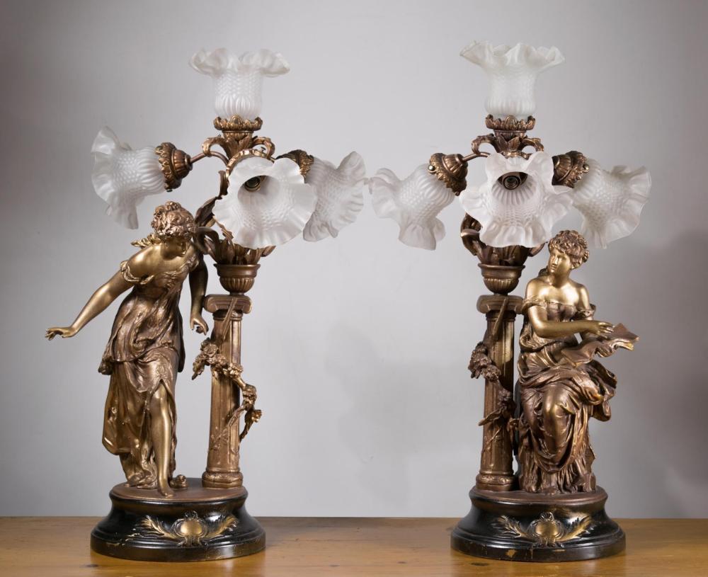 A PAIR OF FIGURAL GILT METAL