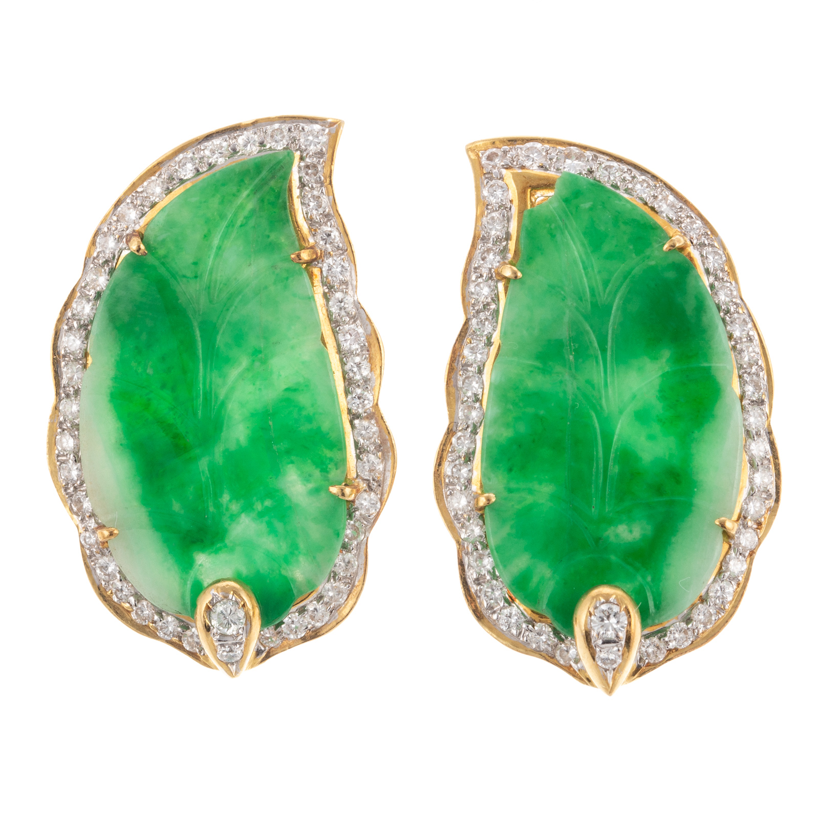 A PAIR OF FINE CARVED JADE &