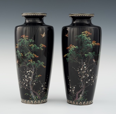 A Pair of Fine Cloisonne Vases
