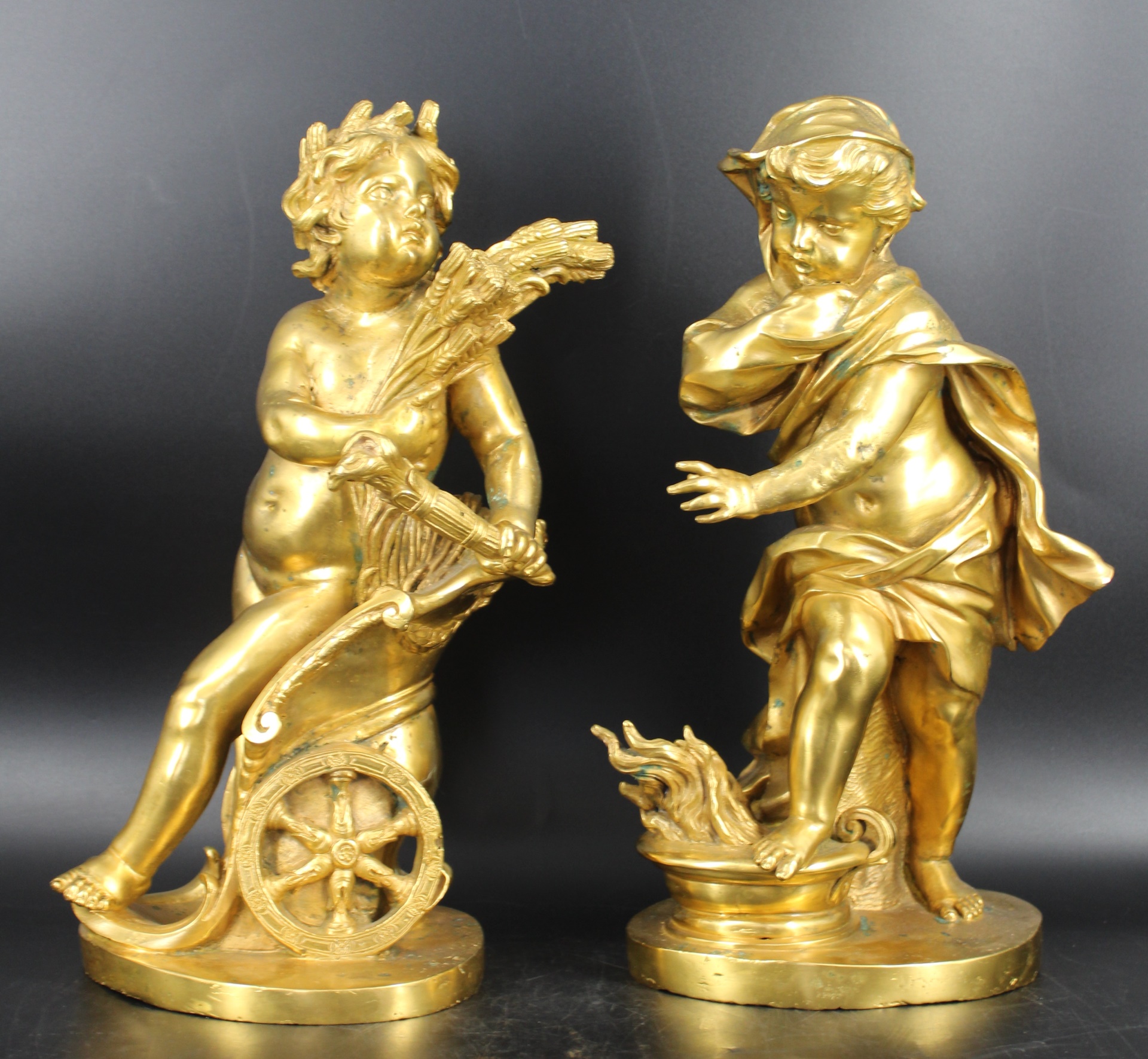 A PAIR OF FINE GILT BRONZE CHERUB