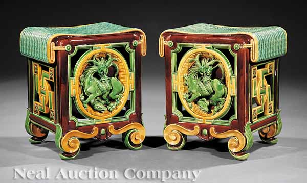 A Pair of Fine Minton Majolica