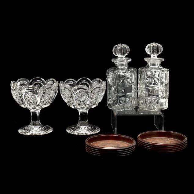 A PAIR OF FLINT GLASS COMPOTES