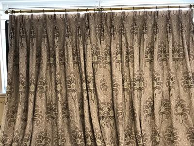 A pair of floral curtains, 96cm x