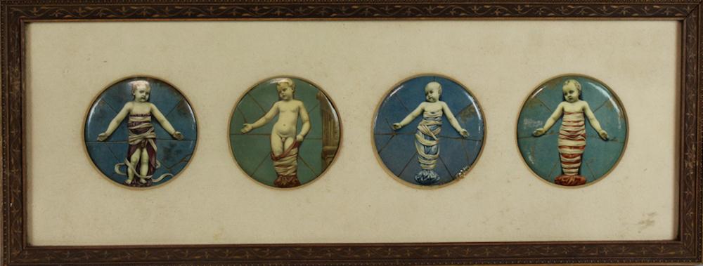 A PAIR OF FOUR FRAMED RONDELS OF