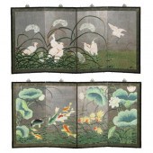 A PAIR OF FOUR PANEL ASIAN SCR