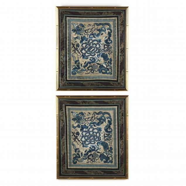 A PAIR OF FRAMED CHINESE SILK