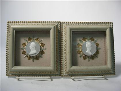 A pair of framed Wedgwood style
