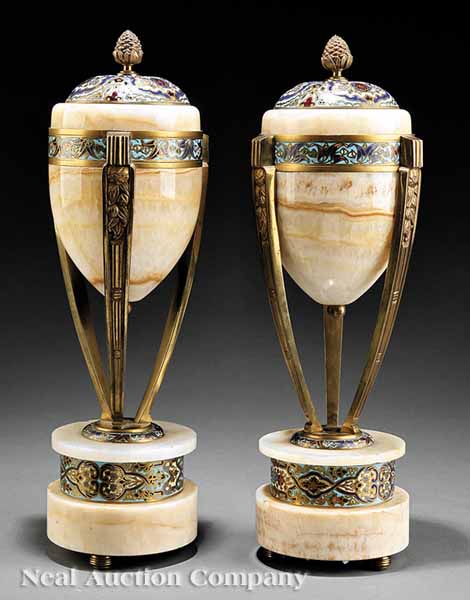 A Pair of French Art Deco Champlevé