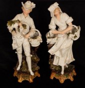 A pair of French bisque and gl