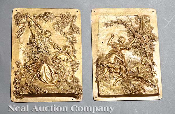 A Pair of French Bronze Plaques