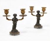 A PAIR OF FRENCH  BRONZE AND G
