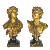 A PAIR OF FRENCH BRONZE BUSTS
