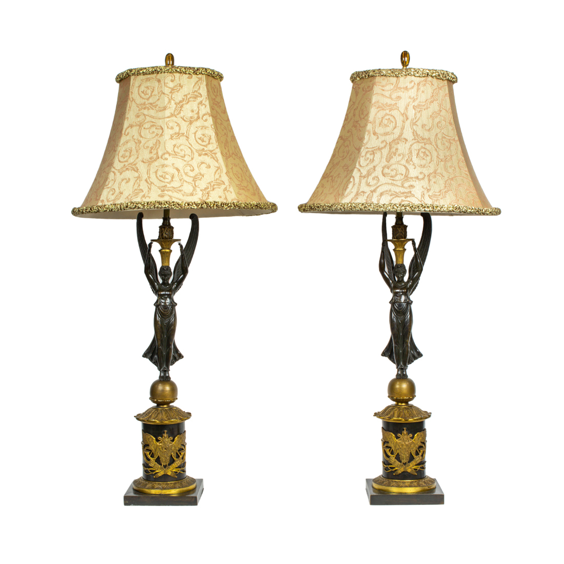 A PAIR OF FRENCH EMPIRE GILT AND