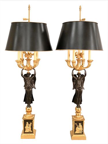 A PAIR OF FRENCH EMPIRE GILT AND