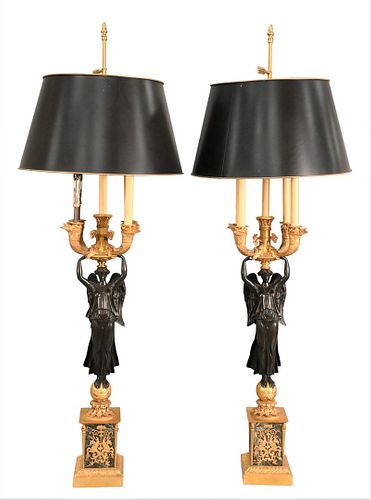 A PAIR OF FRENCH EMPIRE GILT AND
