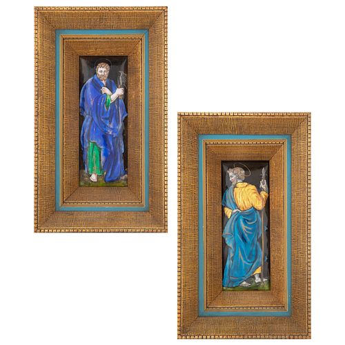 A PAIR OF FRENCH ENAMEL PLAQUES,