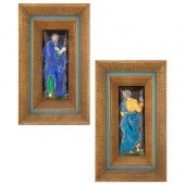 A PAIR OF FRENCH ENAMEL PLAQUE