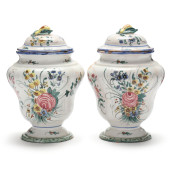 A PAIR OF FRENCH FAIENCE BALUS