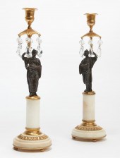 A PAIR OF FRENCH FIGURAL CANDL