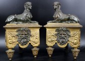 A PAIR OF FRENCH FIRE DOGS IN