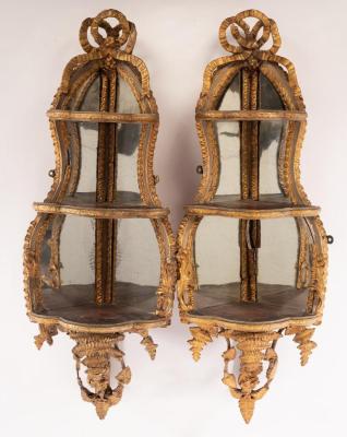 A pair of French gesso corner
