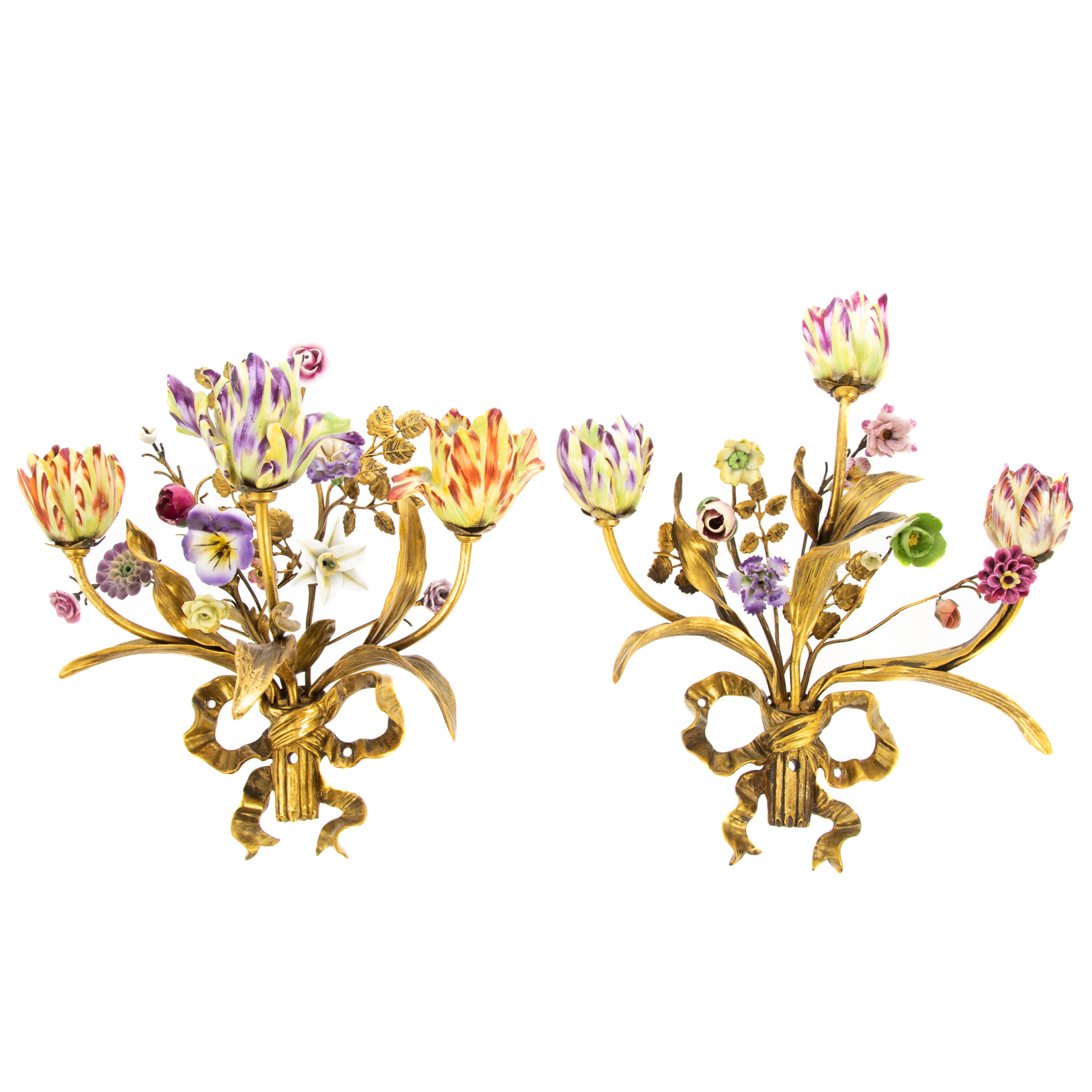 A PAIR OF FRENCH GILT BRONZE &