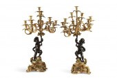 A PAIR OF FRENCH GILT AND BRON