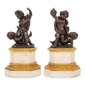 A Pair of French Gilt and Patinated