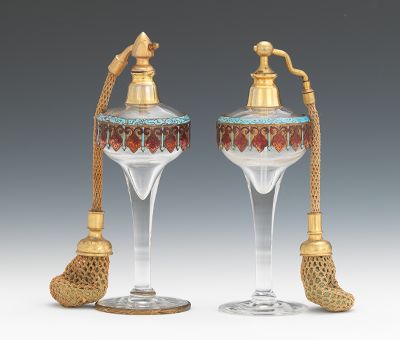 A Pair of French Glass and Enamed