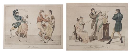 A Pair of French Hand Colored
