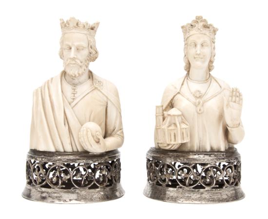 A Pair of French Ivory Carved