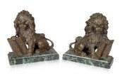 A PAIR OF FRENCH LION BRONZE A