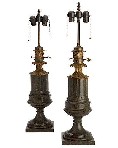 A PAIR OF FRENCH MARBLE COLUMN FORM