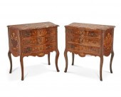 A PAIR OF FRENCH MARQUETRY COM