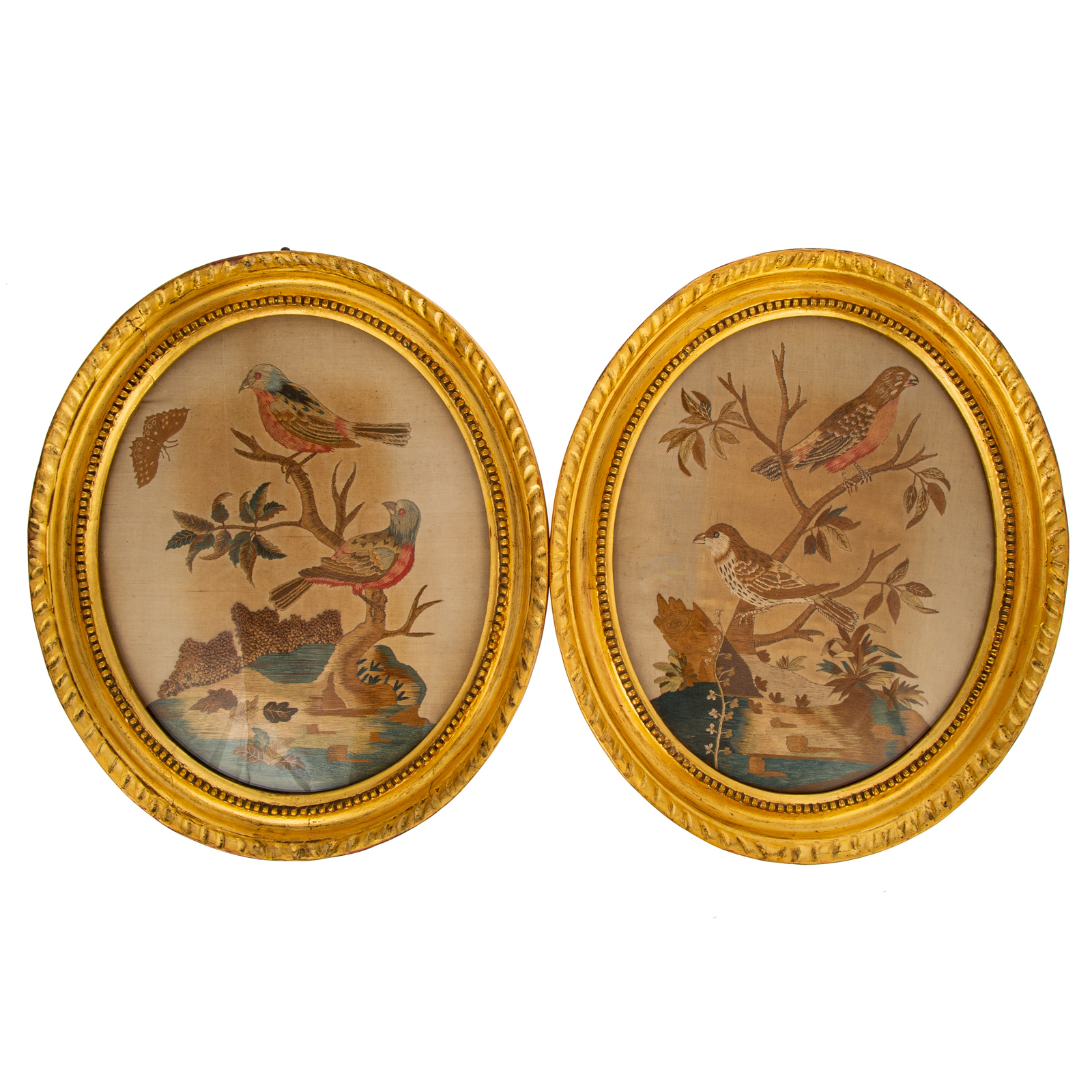 A PAIR OF FRENCH NEEDLEWORK