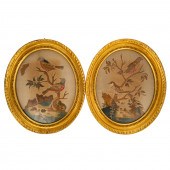 A PAIR OF FRENCH NEEDLEWORK OR