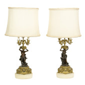 A PAIR OF FRENCH PATINATED AND