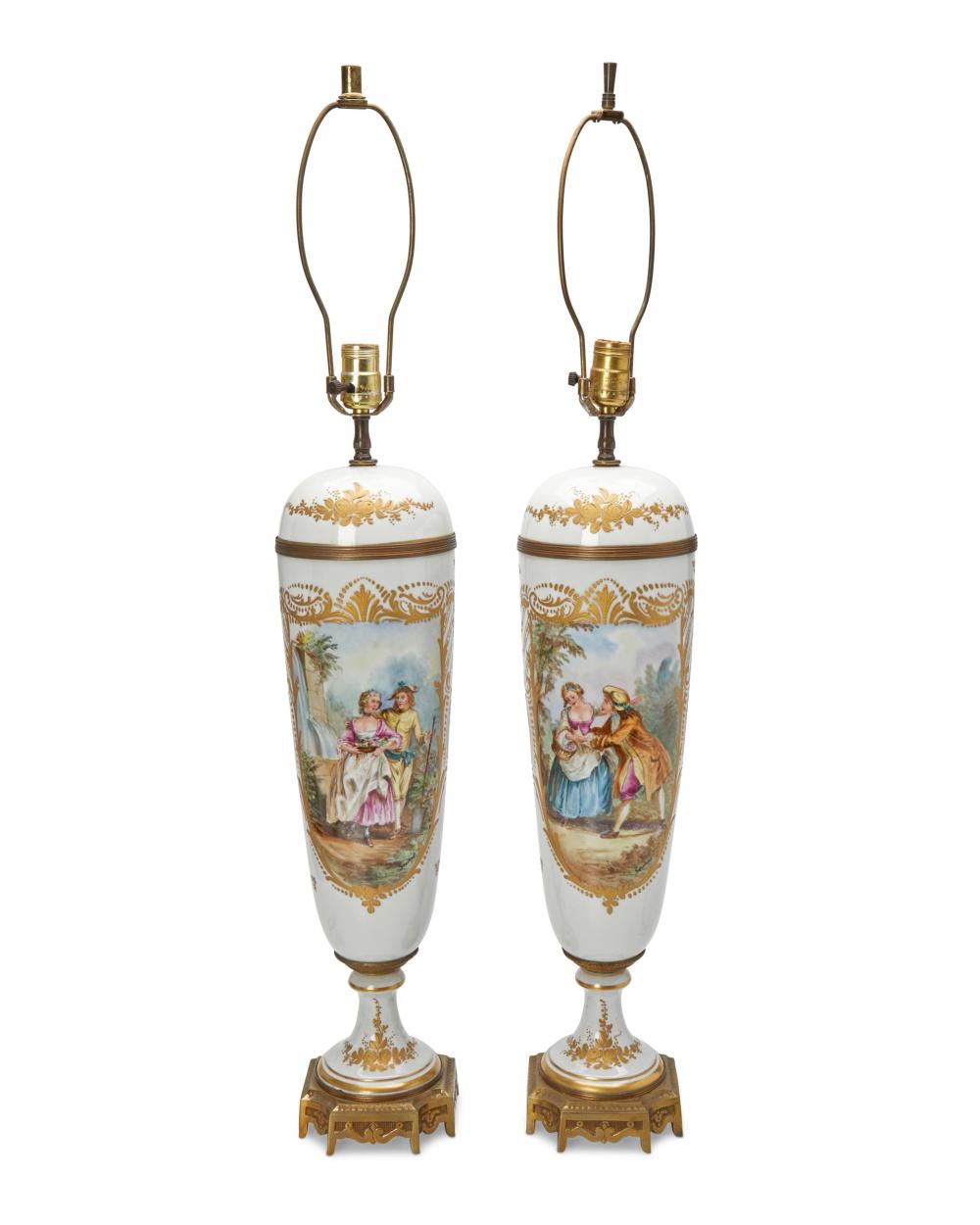 A PAIR OF FRENCH PORCELAIN TABLE