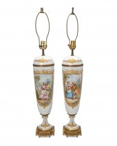 A PAIR OF FRENCH PORCELAIN TAB