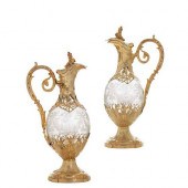 A PAIR OF FRENCH SILVER & GLAS