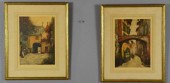 A PAIR OF FRENCH STREET SCENE
