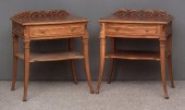 A pair of French walnut bedsid