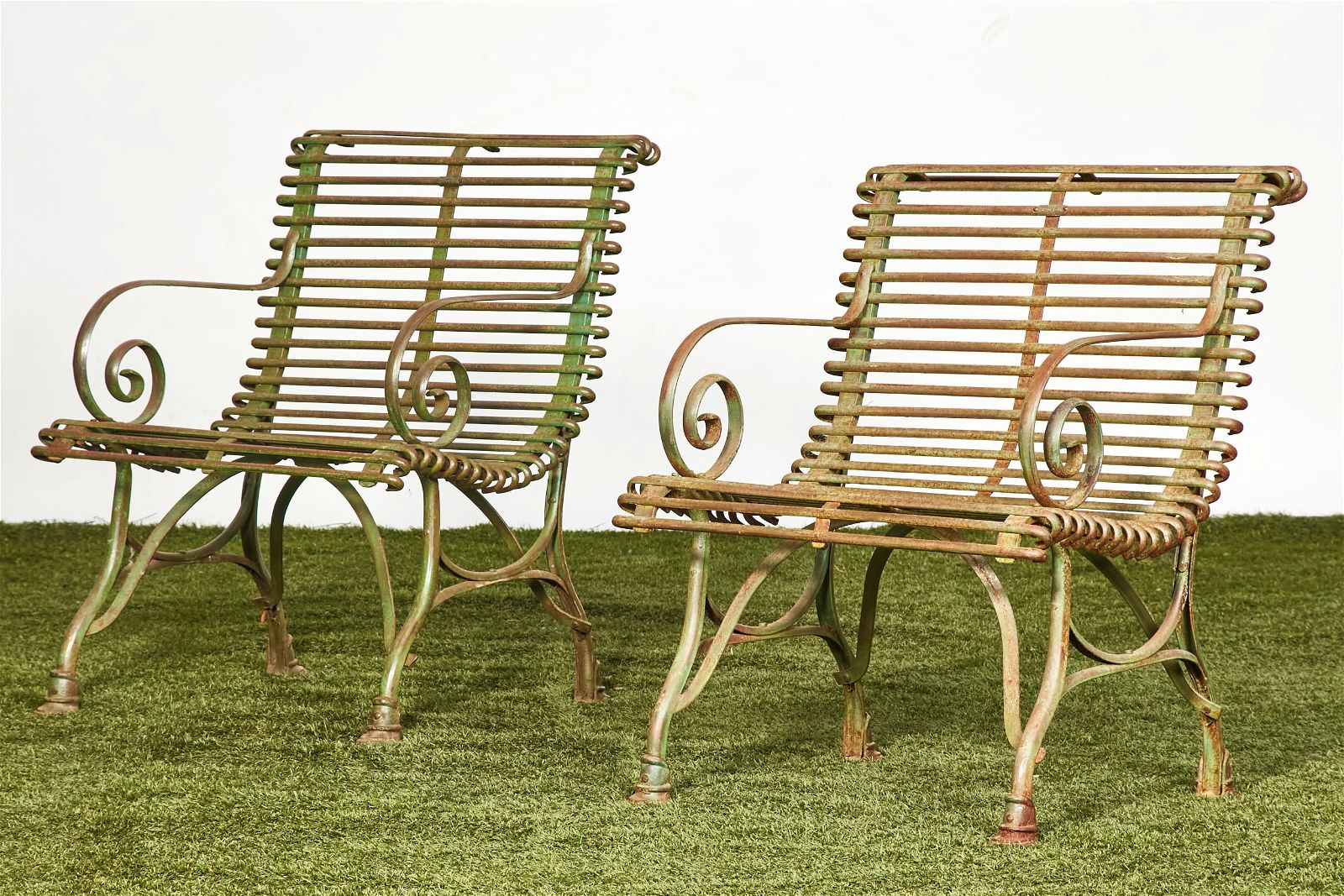 A PAIR OF FRENCH WROUGHT IRON