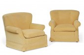 A PAIR OF FULLY UPHOLSTERED AR